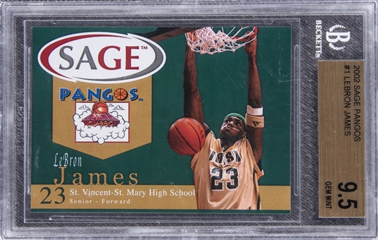 2002 Sage Pangos #1 LeBron James Rookie Card - BGS GEM MT 9.5